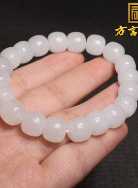 方言和田玉羊脂白老型珠手串手链