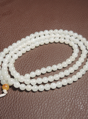 震惊方言和田玉油性十足挂金皮羊脂白玉籽料卡5mm多圈手链项链h2