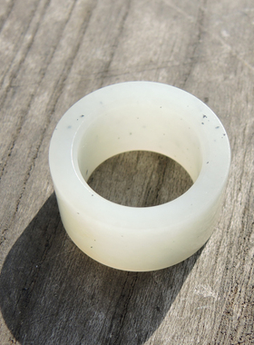 方言珍稀俏色名品白青花籽料扳指