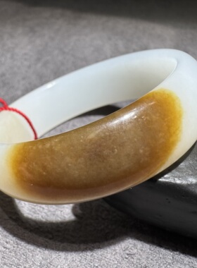 收藏级方言和田玉老熟新疆且末料高品质红糖羊脂白玉57mm手镯S