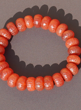 亏麻了方言特惠柿子红玛瑙如意纹雕花精美细腻卡12mm算盘珠手串A6