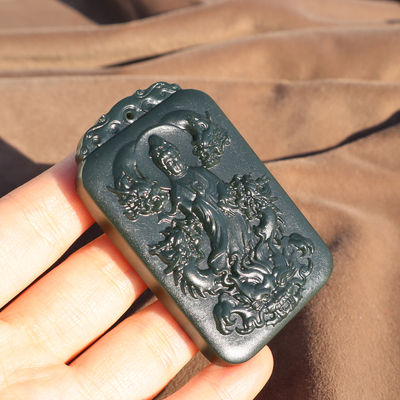 新疆和田玉塔县青玉观音牌子吊坠