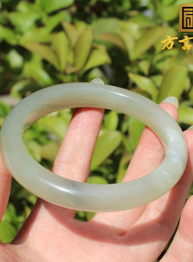 青海老坑料晴水色飘烟紫54mm手镯