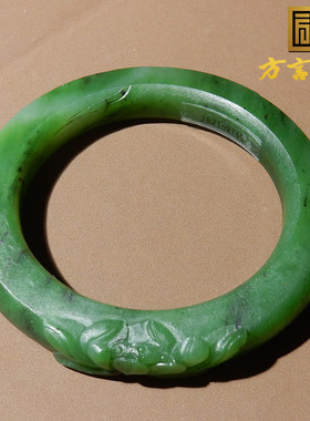 玉俄罗斯老坑料碧玉阳绿花开富贵