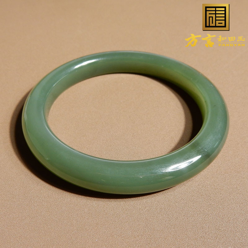 惊呆了方言品牌精品和田玉青海料老坑料冰底湖水绿内径55mm手镯h4