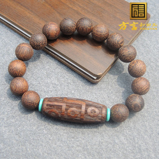 端黄土老沉香手串高油男款素串简约保真沉水级算盘珠单圈手链R1