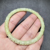 美美哒方言新疆和田玉老坑且末黄口柠檬黄竹节款 骨感手串手链S6