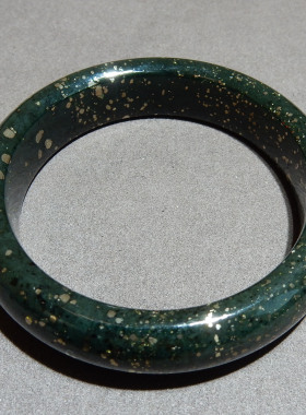 罕见方言和田玉含特殊铁陨石青玉黄铁矿伴生闪金卡55mm正装手镯w2