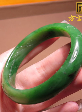 俄罗斯老料红皮碧玉雕花56mm手镯