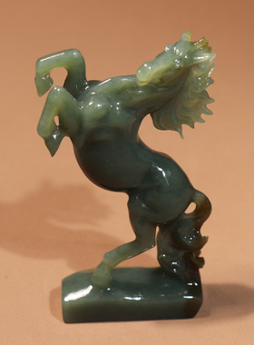 方言和田玉新疆且末料油润细腻蓝色基调带糖马到成功摆件手把件O2