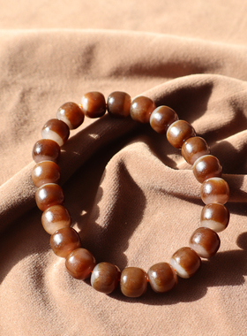 新疆且末料糖白玉聚宝盆老型手串