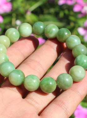 猫眼阳绿色12mm圆珠玉手链