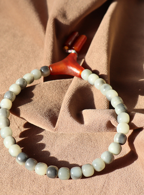 新疆青花籽料聚宝盆8mm直切手串