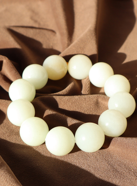俄罗斯老料羊脂白玉20mm圆珠手串