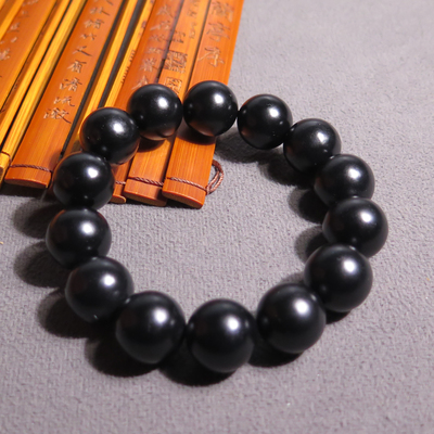 惊呆了方言和田玉罕见特惠新疆特色墨玉籽料卡16mm圆珠手串X7