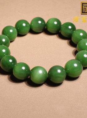俄罗斯老料高油细无结构碧玉手串