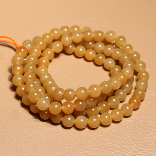 重量级方言和田玉新疆且末金山矿糖玉黄金糖色6mm圆珠项链手串A6
