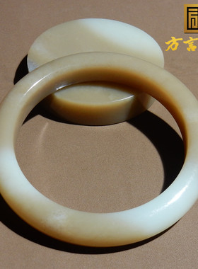 三色且末料糖白带青花卡59mm手镯