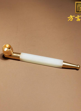 俄罗斯老料油润细高脂暖白玉烟嘴