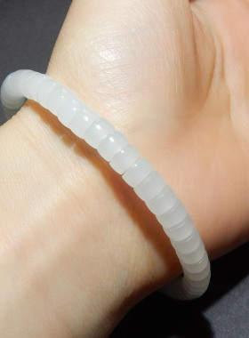 卖爆了方言和田玉精品青海老坑料冰底白玉直切珠精美手串手链A5