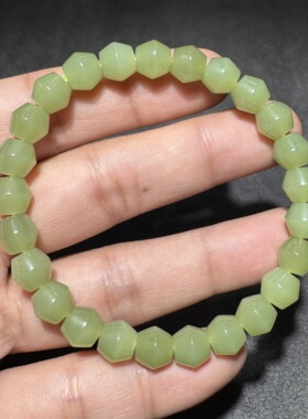 美哭了方言和田玉老熟新疆且末料精美黄口特色8mm灯笼手串手链S