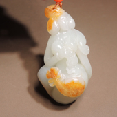 爆火了方言品牌和田玉新疆细腻红金皮白玉籽料玉贵人吊坠挂件h2