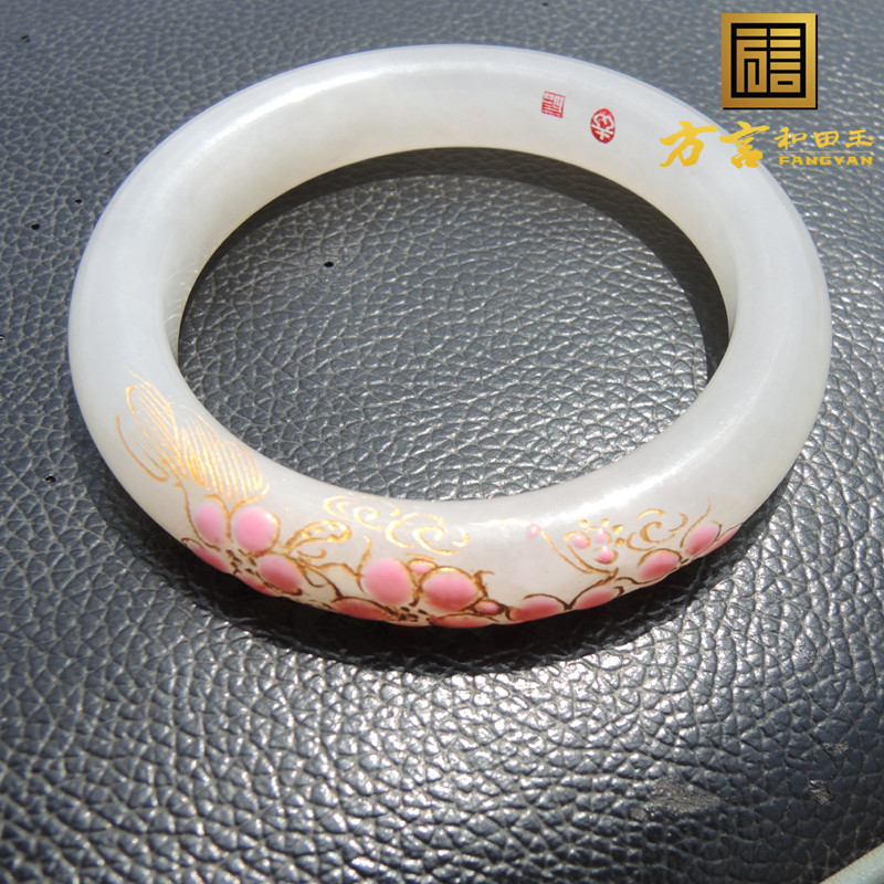 方言羊脂白玉景泰蓝精品时尚手镯