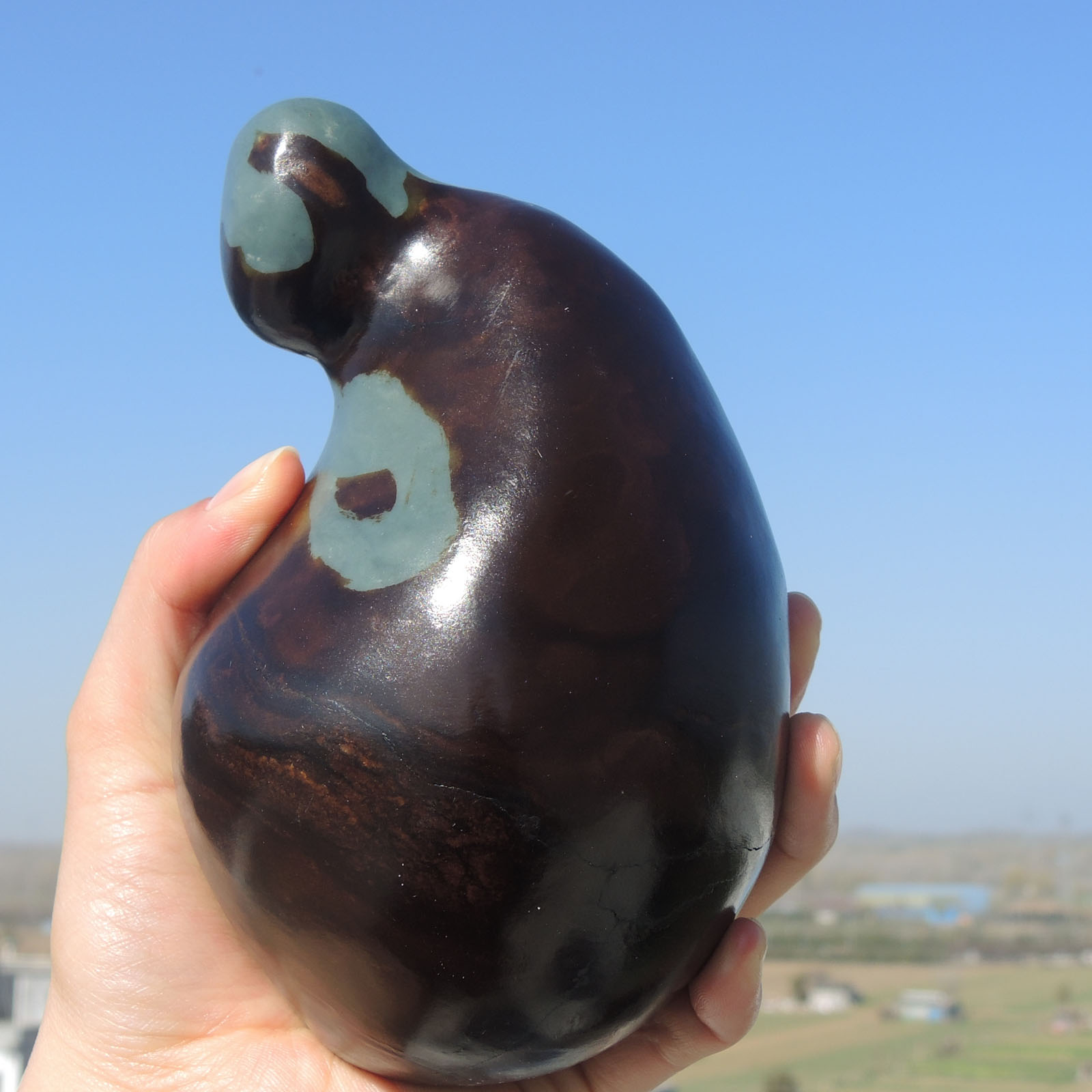 震惊了方言和田玉镇店金鹿皮蓝色蓝玉原生籽料异型意境原石玩料R1