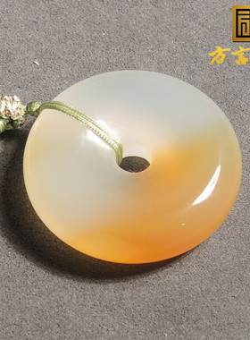 震惊了方言精品特色高油高冰透黄色玉髓玛瑙平安如意扣吊坠挂件R5