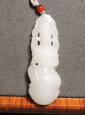 抢疯了方言和田玉新疆且末料油润细腻羊脂白玉莲花观音吊坠挂件h2