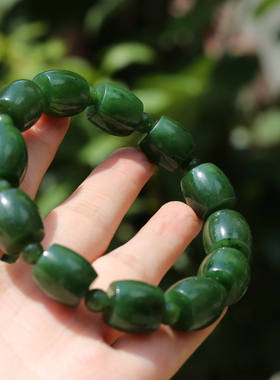 俄罗斯老料红皮碧玉13mm直切手串
