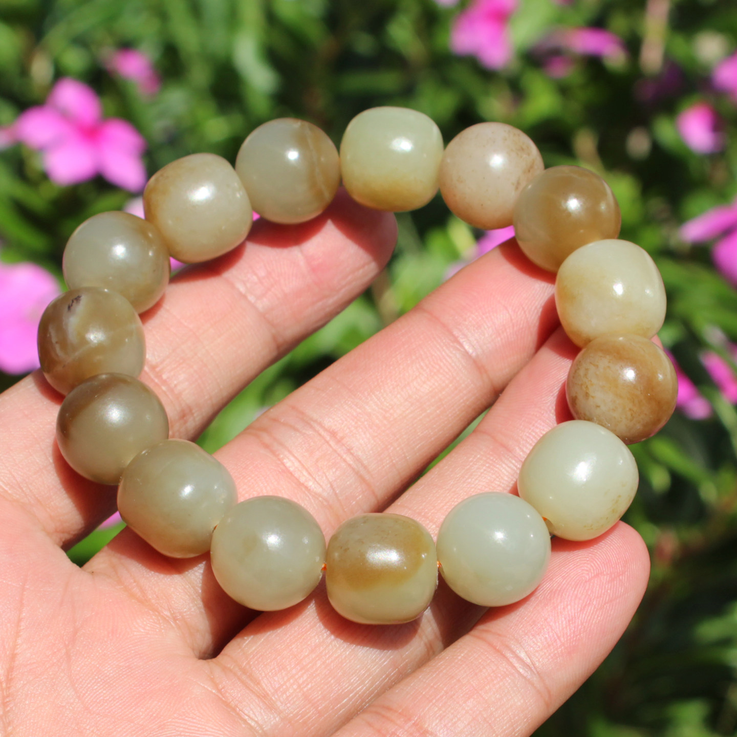 糖白玉新出14mm老型珠手串手链