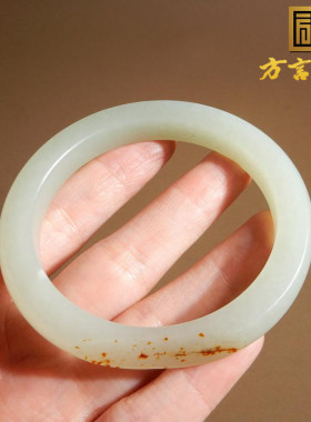 新疆洒金皮高脂白玉籽料54mm手镯