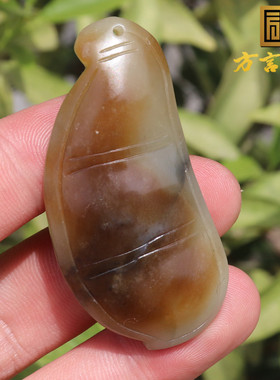 方言和田玉糖青花四季平安吊坠