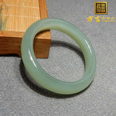 美滋滋方言和田玉精品青海料湖水绿细腻细腻内径56mm女士手镯子s7