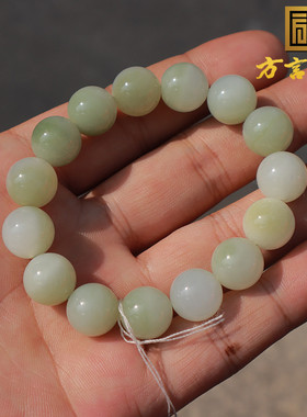 方言和田玉白玉带翠翠青手链手串