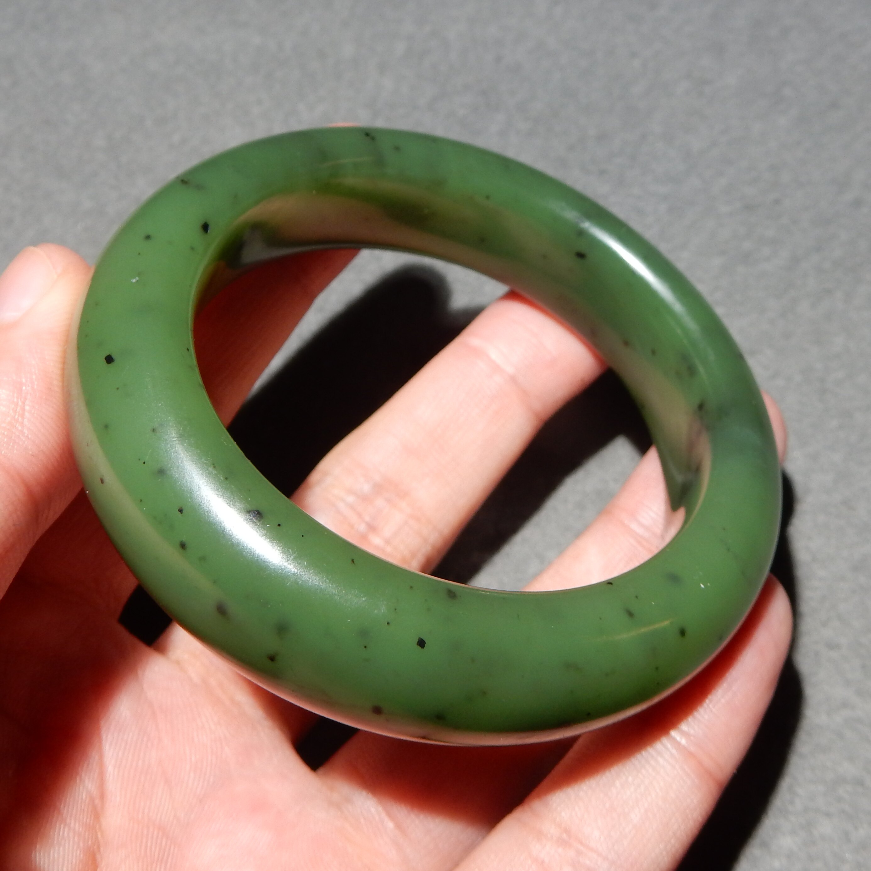 方言和田玉正品俄料老坑碧玉菠菜绿细腻温润内径55mm女士手镯子w4