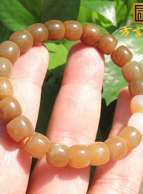 腻红糖白玉卡12mm老型珠手串