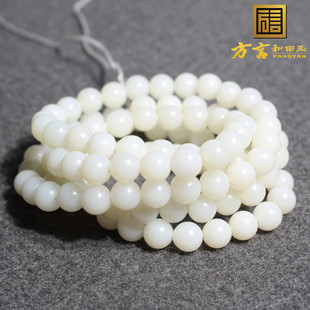 方言和田玉精品特惠新疆细润近无结构且末县米达料6mm108颗项链X5