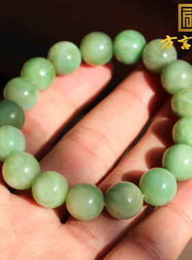 碧玉冰底阳绿色12mm圆珠玉手链