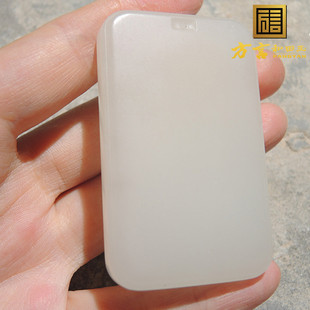 嗨翻天方言和田玉收藏冰底近无结构青海料淡藕粉平安无事牌吊坠O1