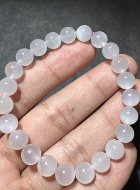 收藏级方言和田玉老坑青海料高品质无结构烟紫高冰8mm手串手链S