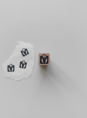 减肥体重秤1cm迷你手帐印章木质打卡橡胶图章异形切割可定制JF001