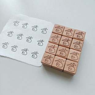 敲木鱼+1文字系列印章手帐木质橡胶皮章藏书章书画章套装可定制