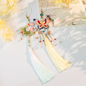 汉服旗袍配饰清新双面小挂件女原创古风蝴蝶荷花刺绣挂饰流苏压襟