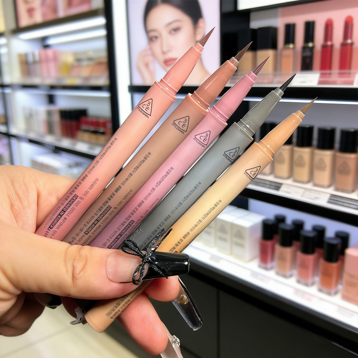 韩国3ce光环眼线笔极细防水防汗持久不易晕染棕色新手学生眼线液