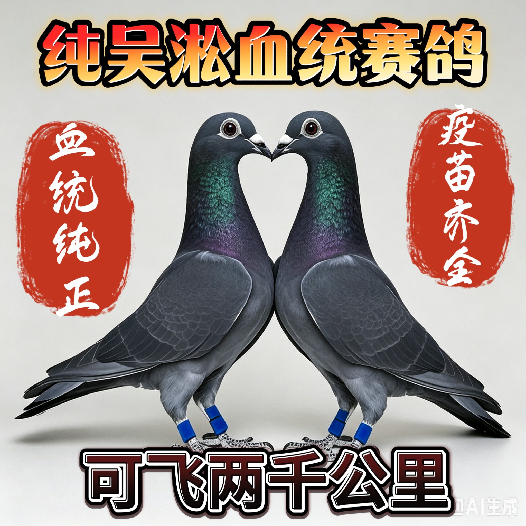纯吴淞血统赛鸽幼鸽一对带环包邮可飞两千公里