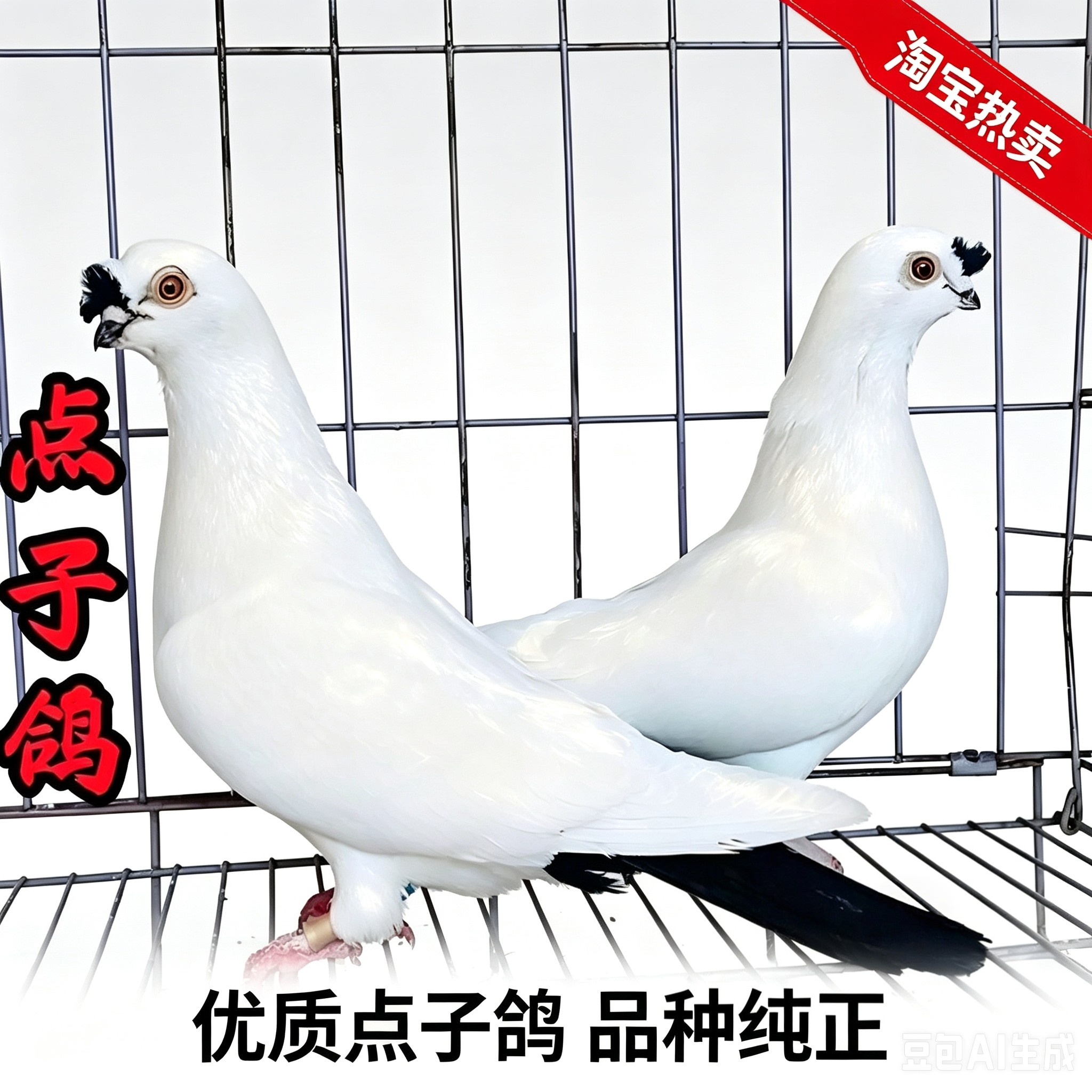 精品观赏鸽黑点子种鸽一对带凤