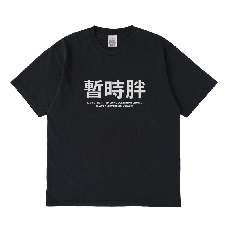 暂时胖短袖t恤夏季设计感小众情侣男女宽松圆领上衣