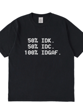 100% IDGAF短袖t恤夏季小众设计感情侣男女宽松圆领上衣